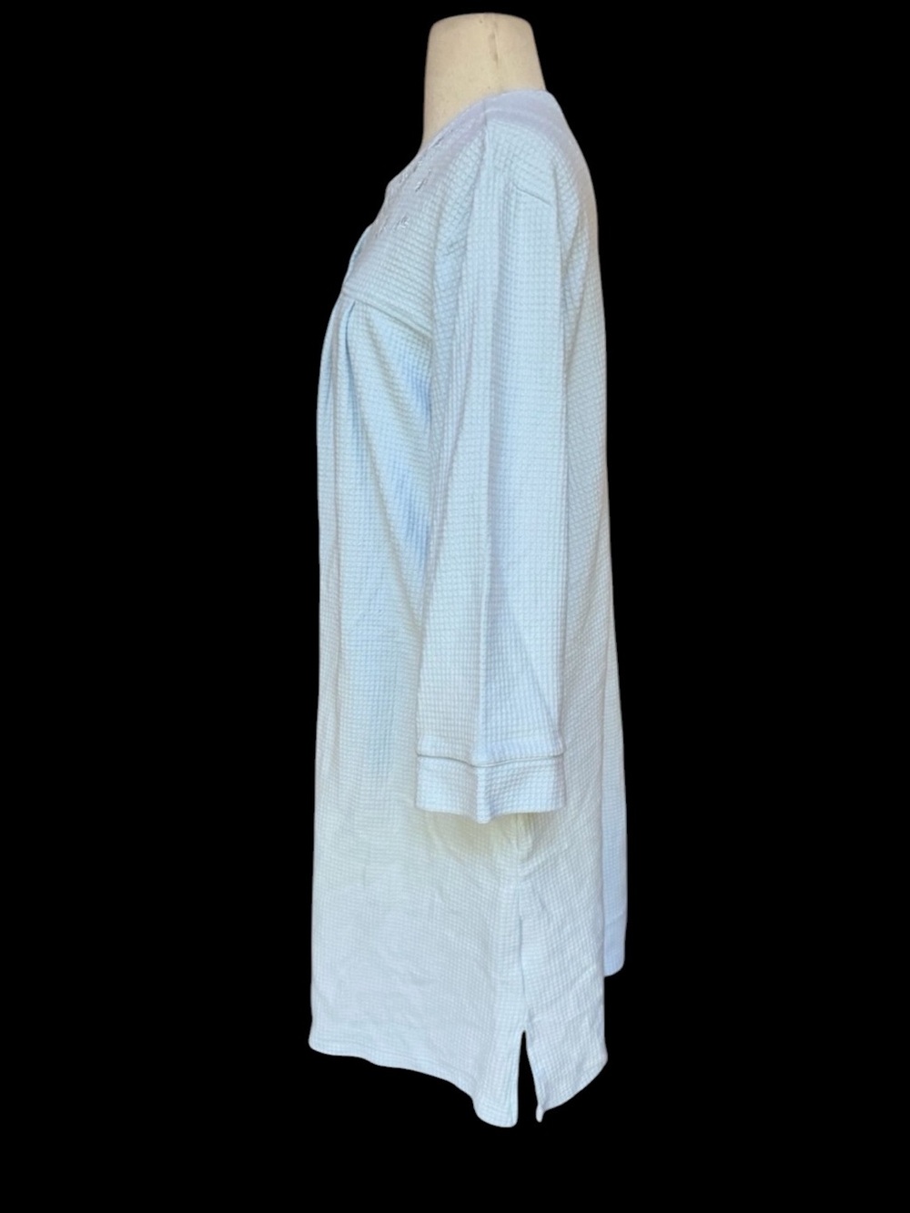 NWOT Miss Elaine Baby Blue Brushed Waffle Knit Snap Robe - Picture 4 of 7
